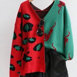 Colorful Leopard Print Women Sweater